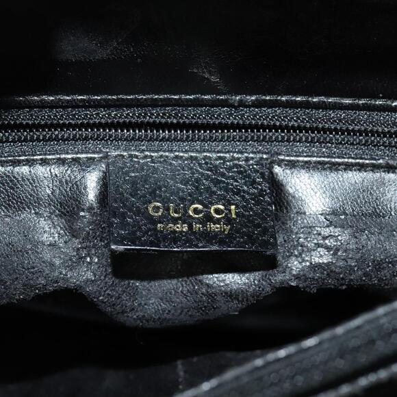 GUCCI Bamboo Hand Bag Leather Black Gold 002 002 - Picture 14 of 16